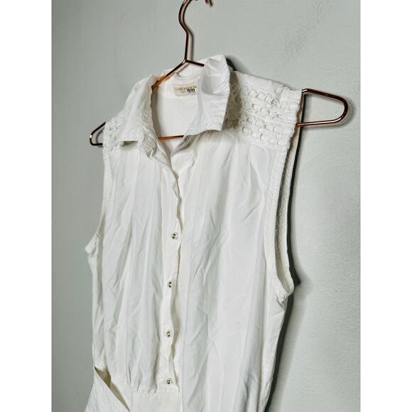 RAMY BROOK White 100% Cotton Collared Sleeveless Nyomi Romper Size XS - Picture 7 of 13